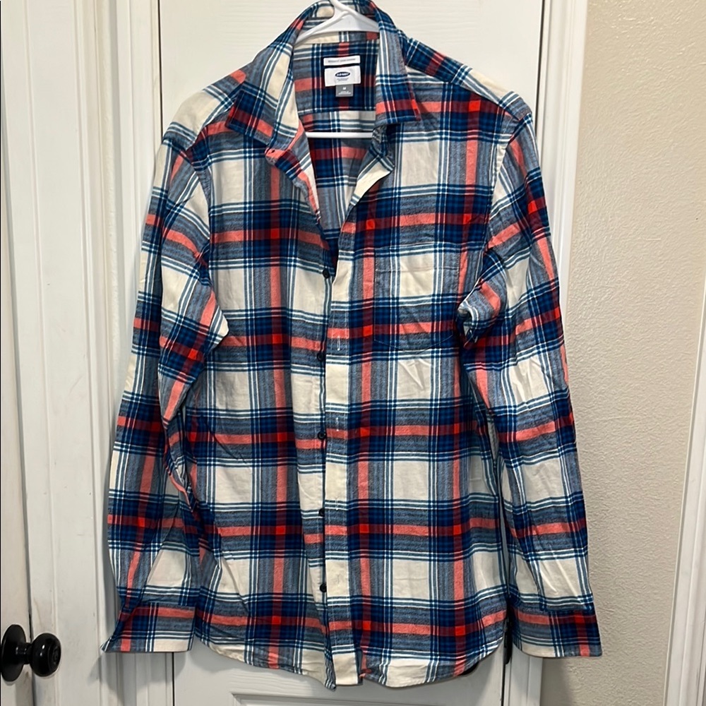 Old Navy Blue and Red Casual Button Down Shirt